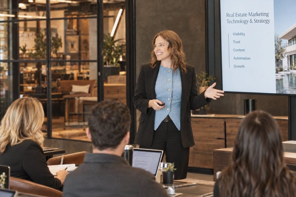 Tara Meier teaching a real estate marketing technology class